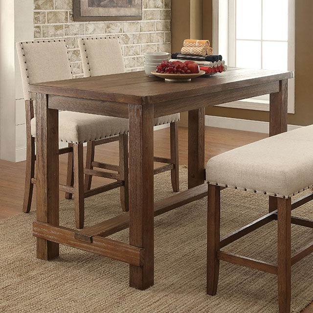 Sania 5 Pc Counter Ht Table Set - Rustic Oak / 5 Pc Counter Ht Table Set