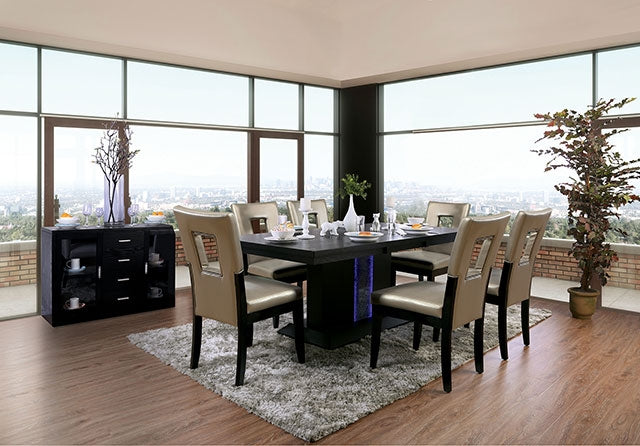 Evangeline 7 Pc Dining Table Set - Black/Beige