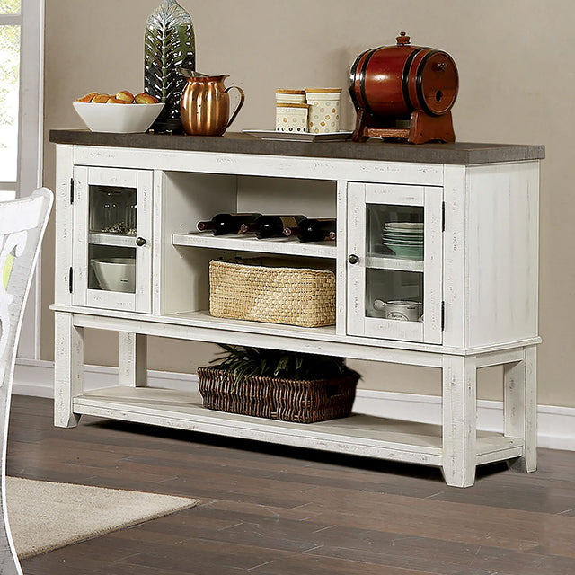 Auletta Server - Distressed White/Gray