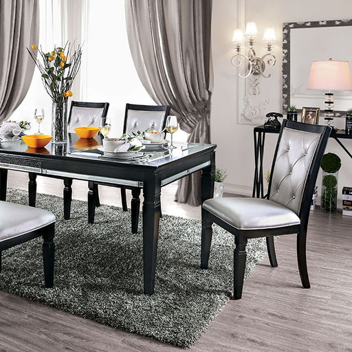 Alena Dining Table - Silver/Black