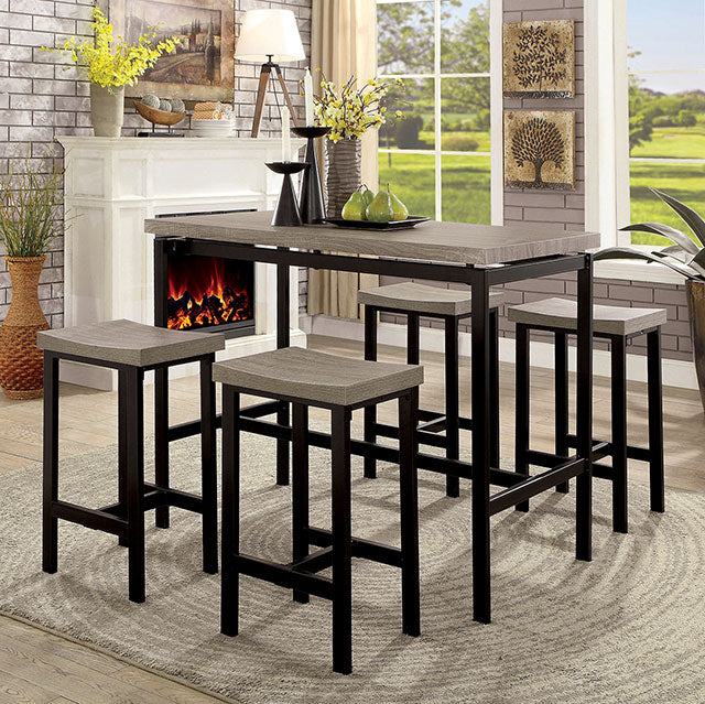 Vilvoorde 5 Pc. Counter Ht. Table Set - Gray/Black