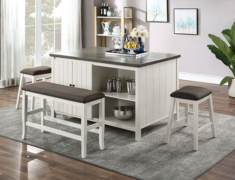 Heidelberg Counter Ht. Bench - Off-White/Dark Gray