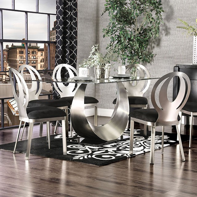 Orla 7 Pc Dining Table Set - Silver/Black