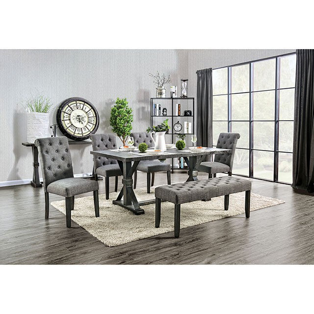Alfred 6 Pc Dining Table Set w/ Bench - Antique Black