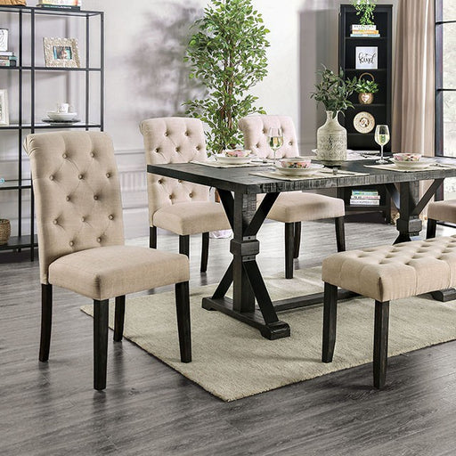 Alfred 6 Pc Dining Table Set w/ Bench - Antique Black - 6 Pc Dining Table Set w/ Bench (CM3735T-IV-6PC-BN)