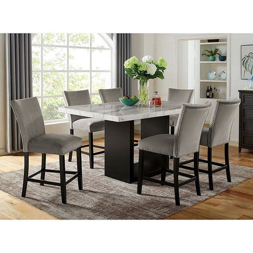 Kian 7 Pc Counter Ht Table Set - Black/White