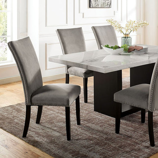 Kian 7 Pc Dining Table Set - Black/White - 7 Pc Dining Table Set (CM3744T-7PC-3263GY)