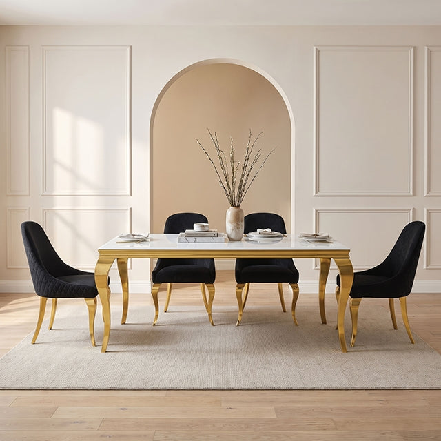 Neuveville Dining Table - Gold/White
