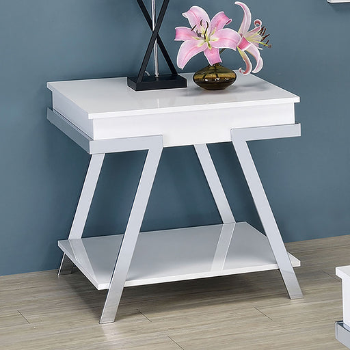 Titus End Table - White/Chrome
