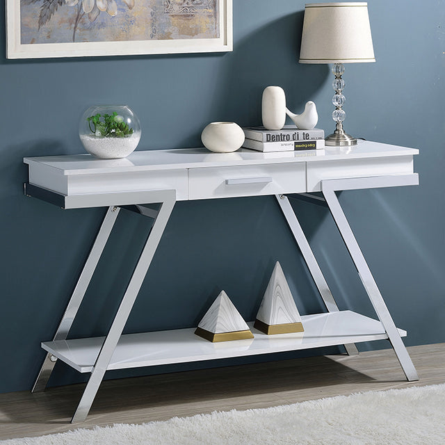Titus Sofa Table - White/Chrome