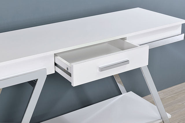 Titus Sofa Table - White/Chrome