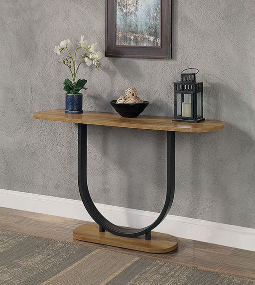 Olbia Sofa Table - Rustic Oak/Sand Black
