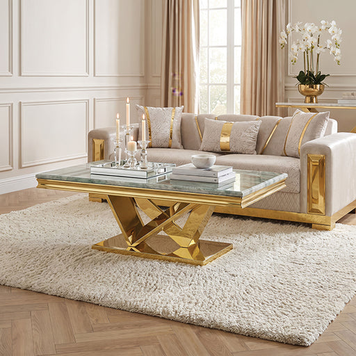 Villarsglane Coffee Table - Gold/Green