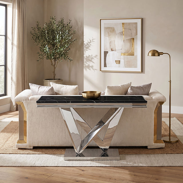 Villarsglane Sofa Table - Black/Chrome / Sofa Table