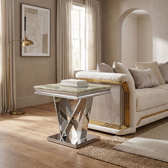 Villarsglane End Table - Green/Chrome