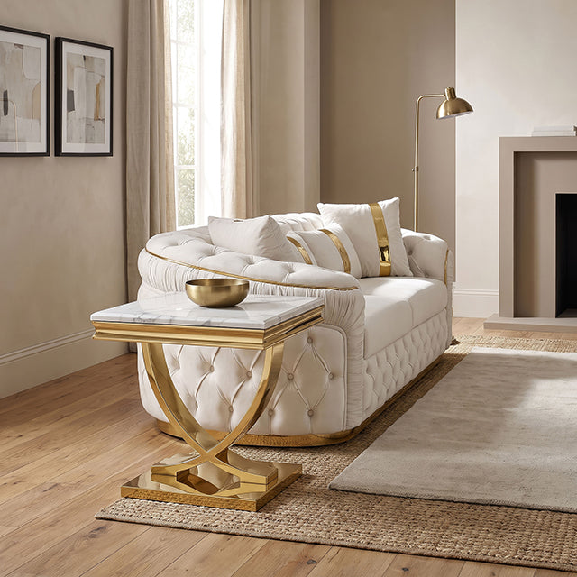 Wettingen End Table - Gold/White