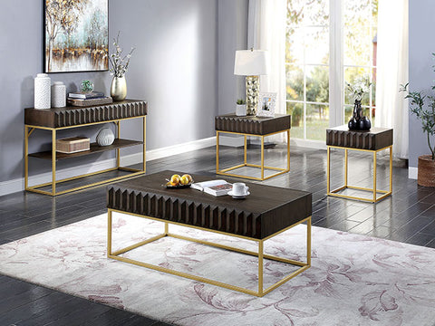 Augsburg End Table - Walnut/Gold