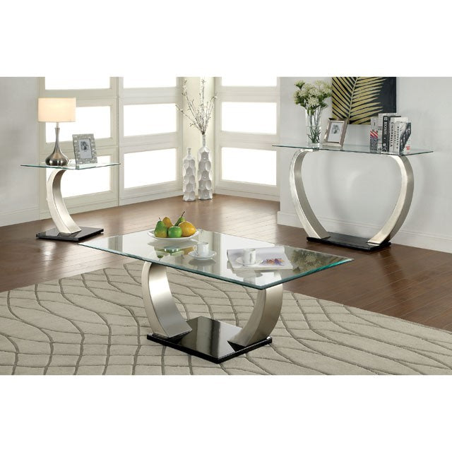 Roxo Sofa Table - Satin Plated/Black