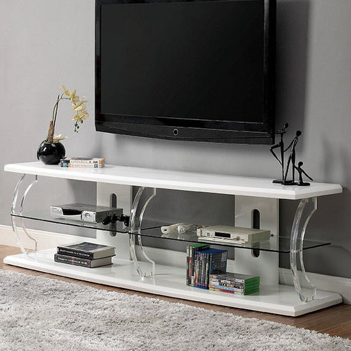 Ernst 60" TV Stand - White/Clear