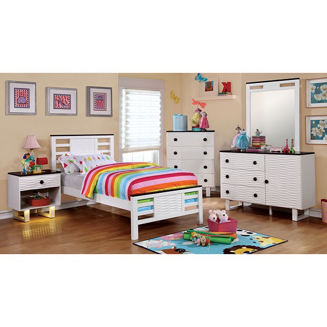 Meredith Night Stand w/ USB Outlet - White/Dark Walnut