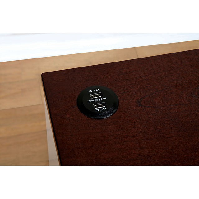 Meredith Night Stand w/ USB Outlet - White/Dark Walnut