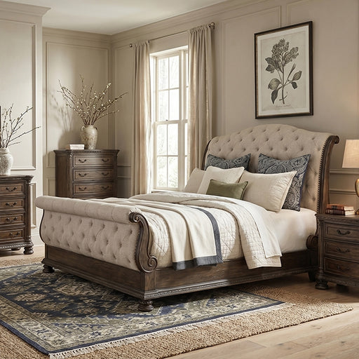 Lysandra 4 Pc Bedroom Set - Rustic Natural Tone/Beige