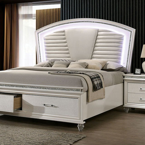 Juego de dormitorio Maddie de 4 piezas - blanco perla/blanco