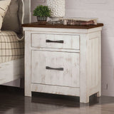 Alyson Night Stand - Distressed White/Walnut