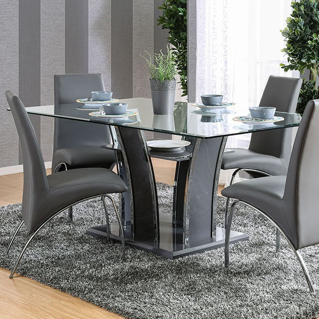 Glenview Dining Table, Gray - Gray/Chrome