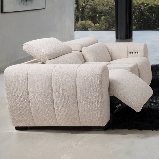 Thaddea Power Loveseat - White