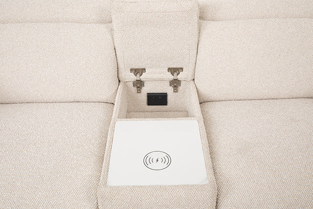 Thaddea Power Loveseat - White