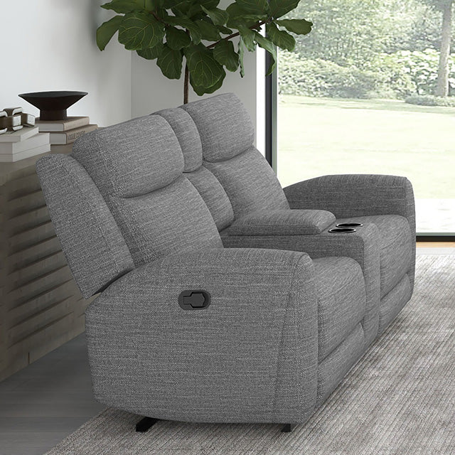 Antonius Manual Recliner Loveseat w/ Console - Gray
