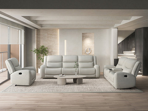Giraldus Manual Recliner Sofa - Beige