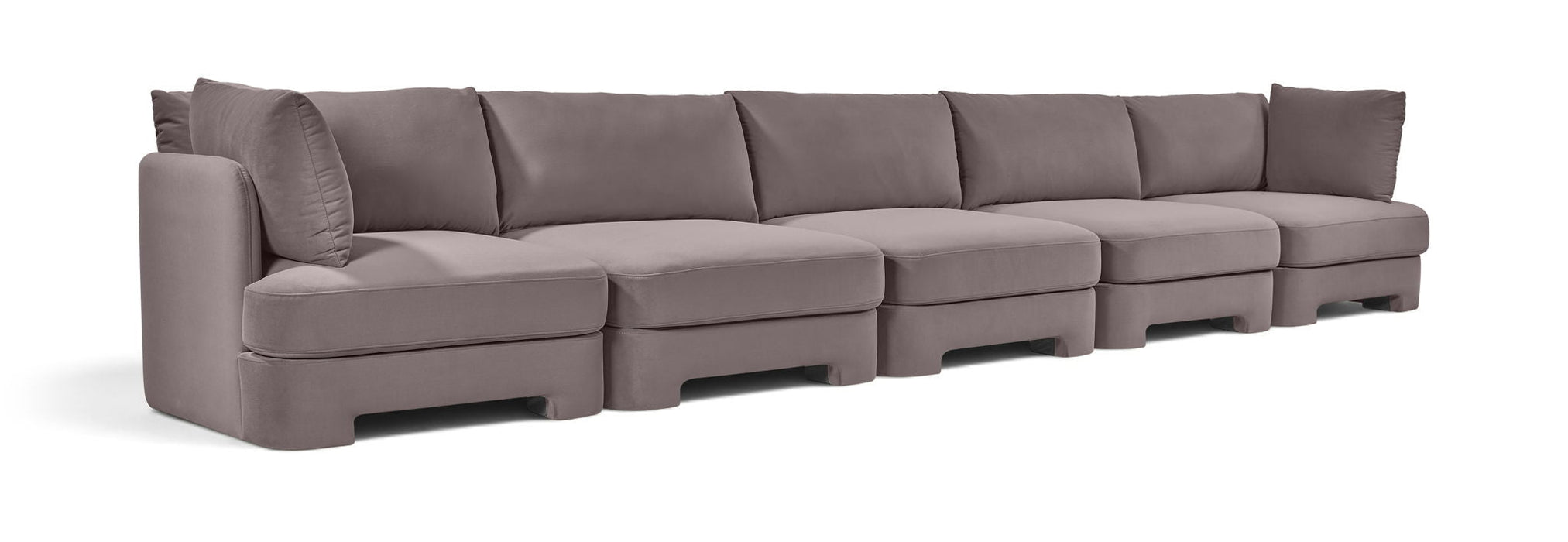 Hammond 185" Velvet Performance Fabric Upholstered 5pc. Modular Sofa