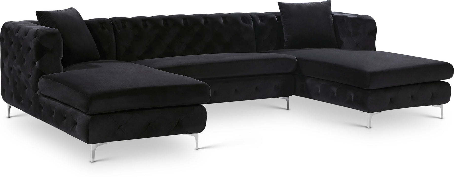 Gail 127" Velvet Upholstered 3pc. Sectional