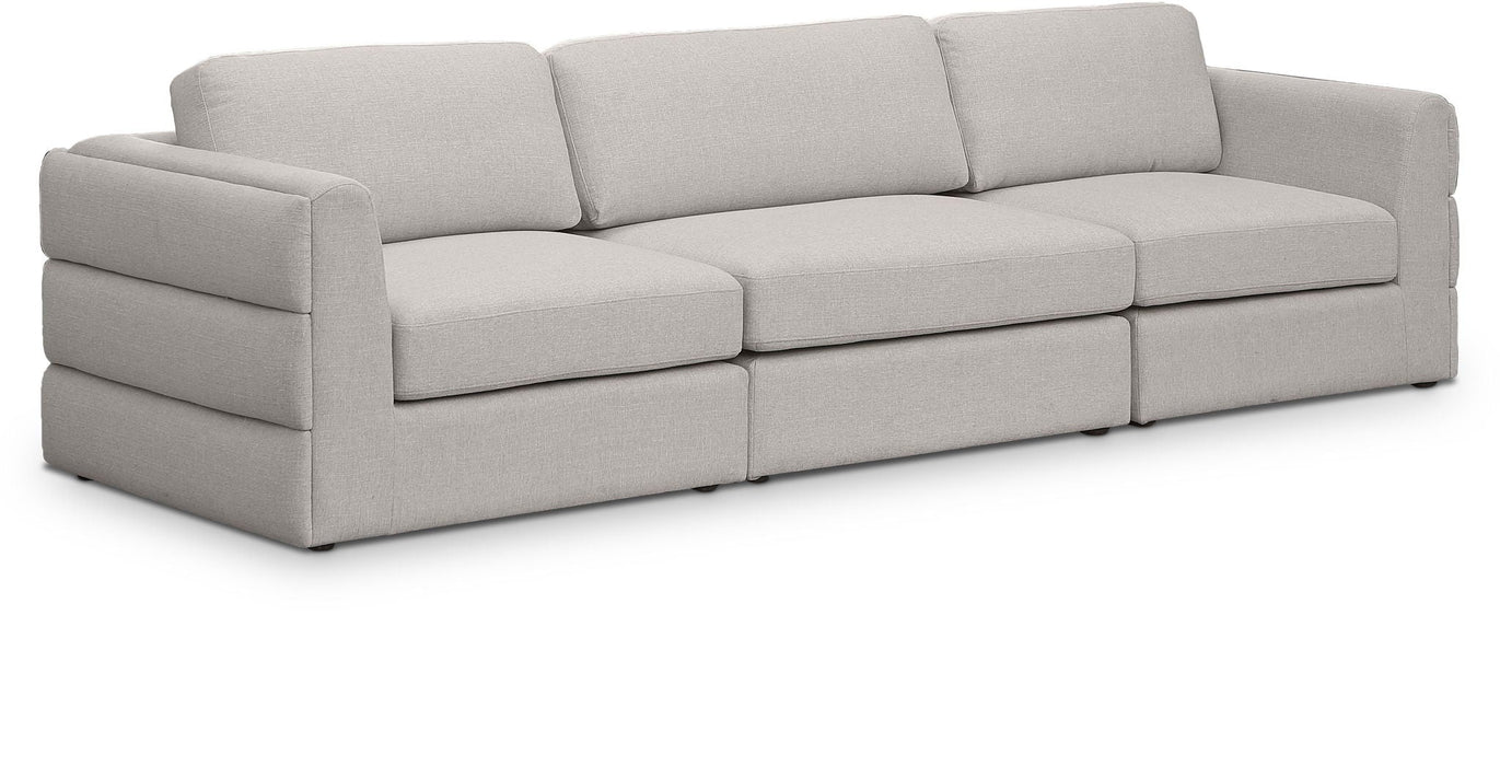 Beckham 114" Linen Textured Fabric Upholstered 3pc. Modular Sofa