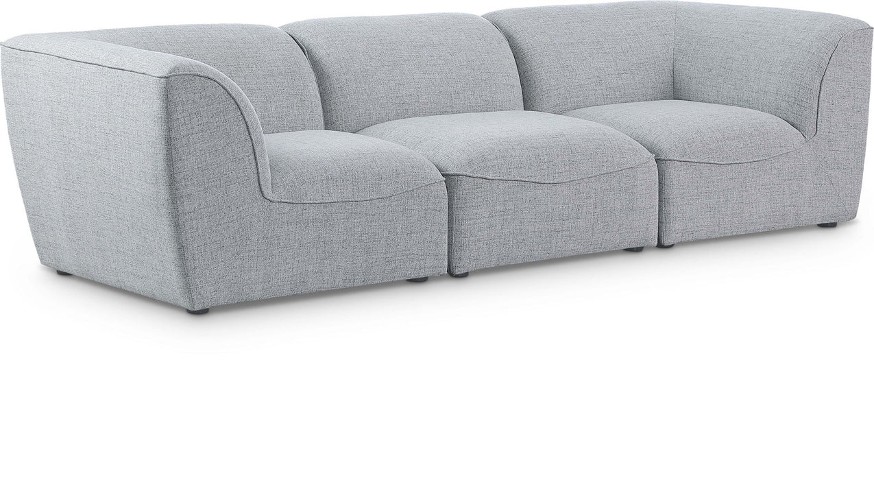 Miramar 109" Linen Textured Fabric Upholstered 3pc. Modular Sofa