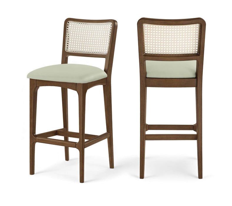 Atrium Cane Back And Vegan Leather Upholstered Seat Bar Stool