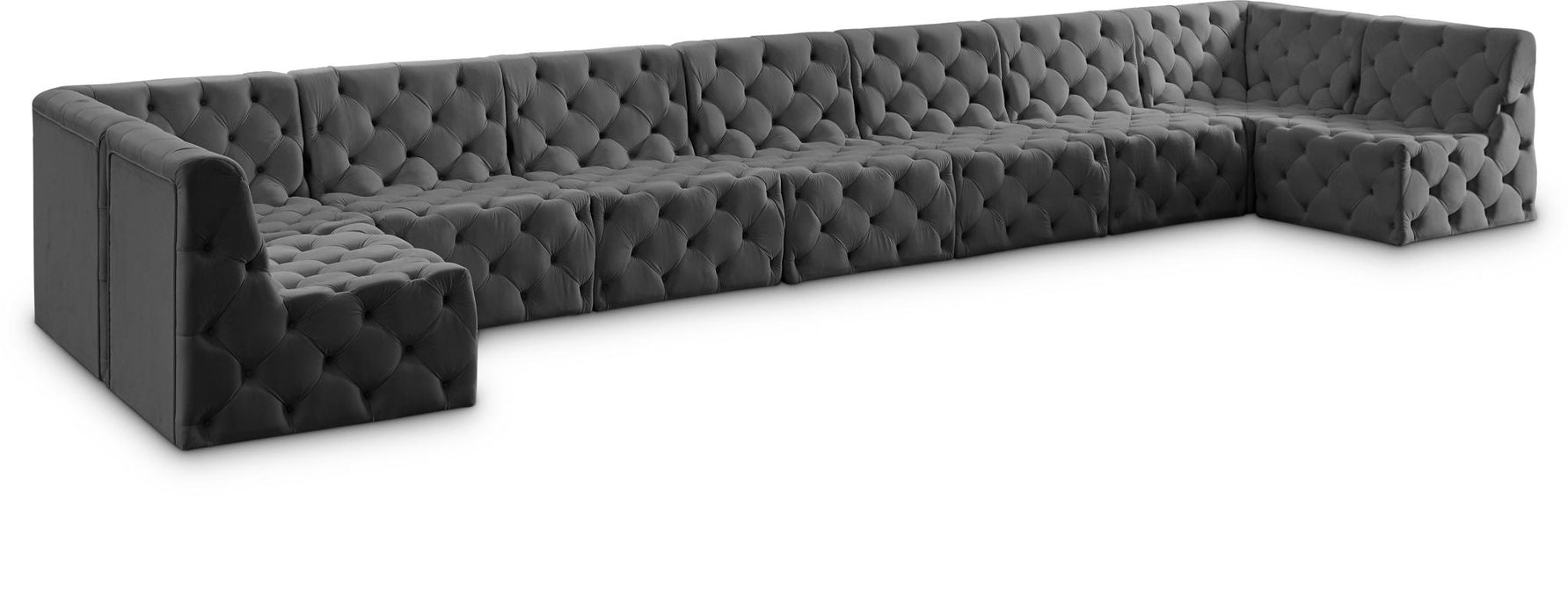 Tuft 215" Velvet Upholstered 9pc. Modular Sectional