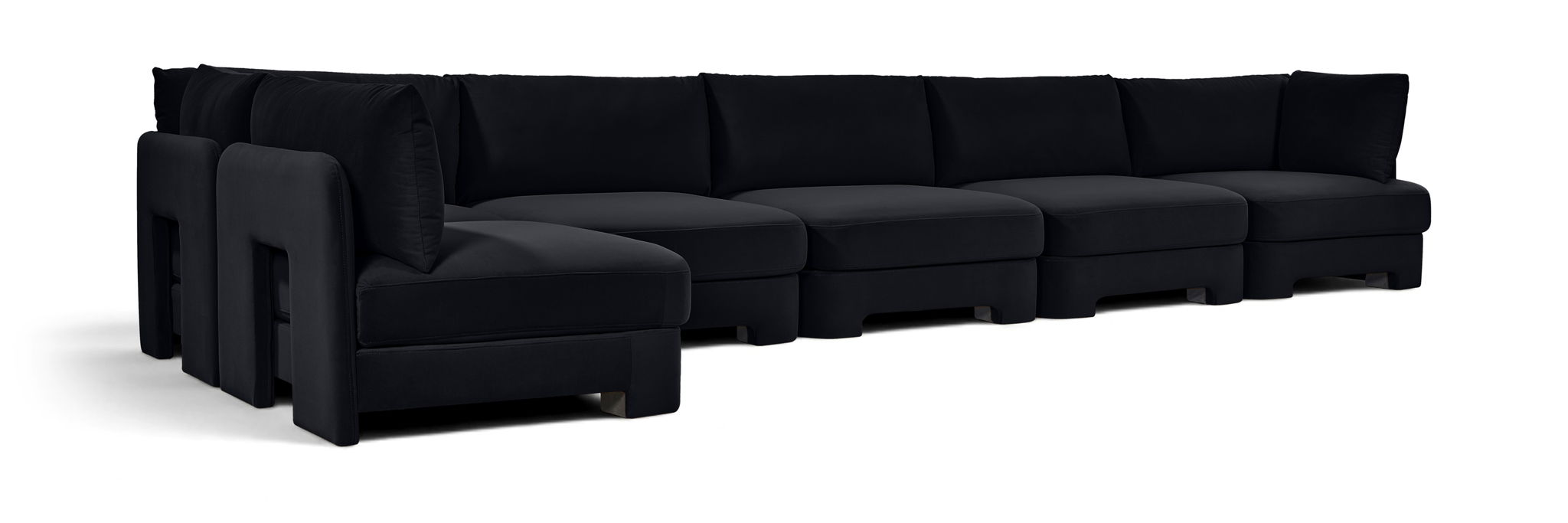 Seccional modular tapizado de terciopelo de alto rendimiento Hammond de 185" de 6 piezas