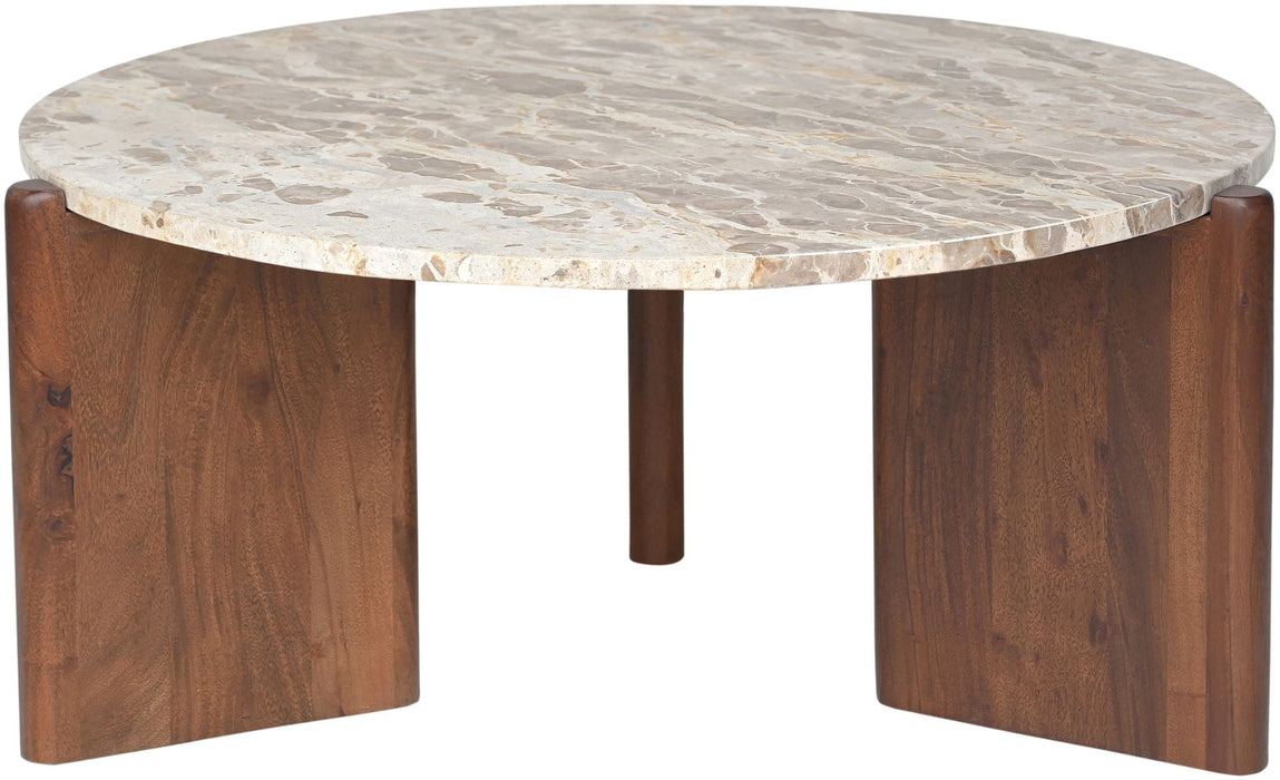 Varenna Genuine Marble Top And Acacia Wood Base Coffee Table