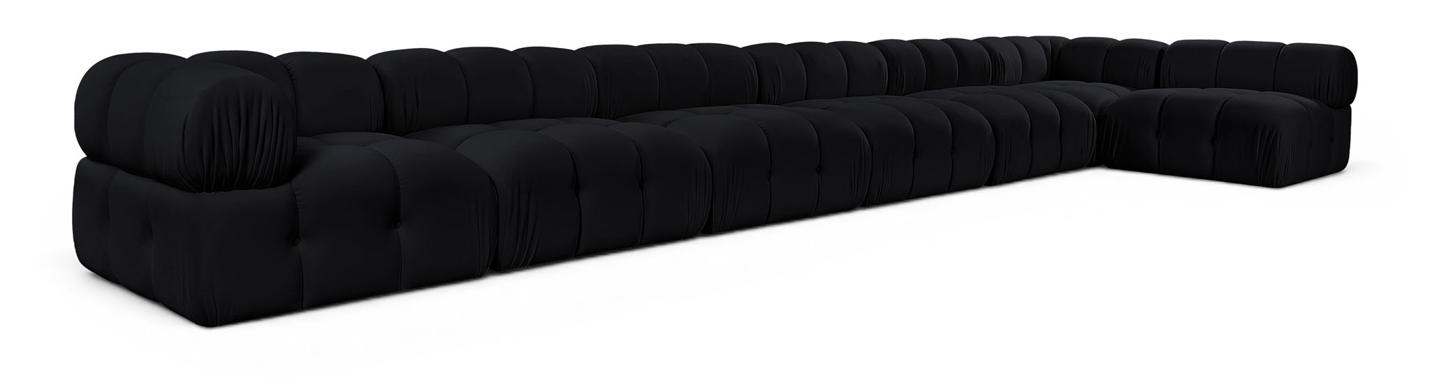 Orin 222" Velvet Performance Fabric Upholstered 7 Pc. Modular Sectional