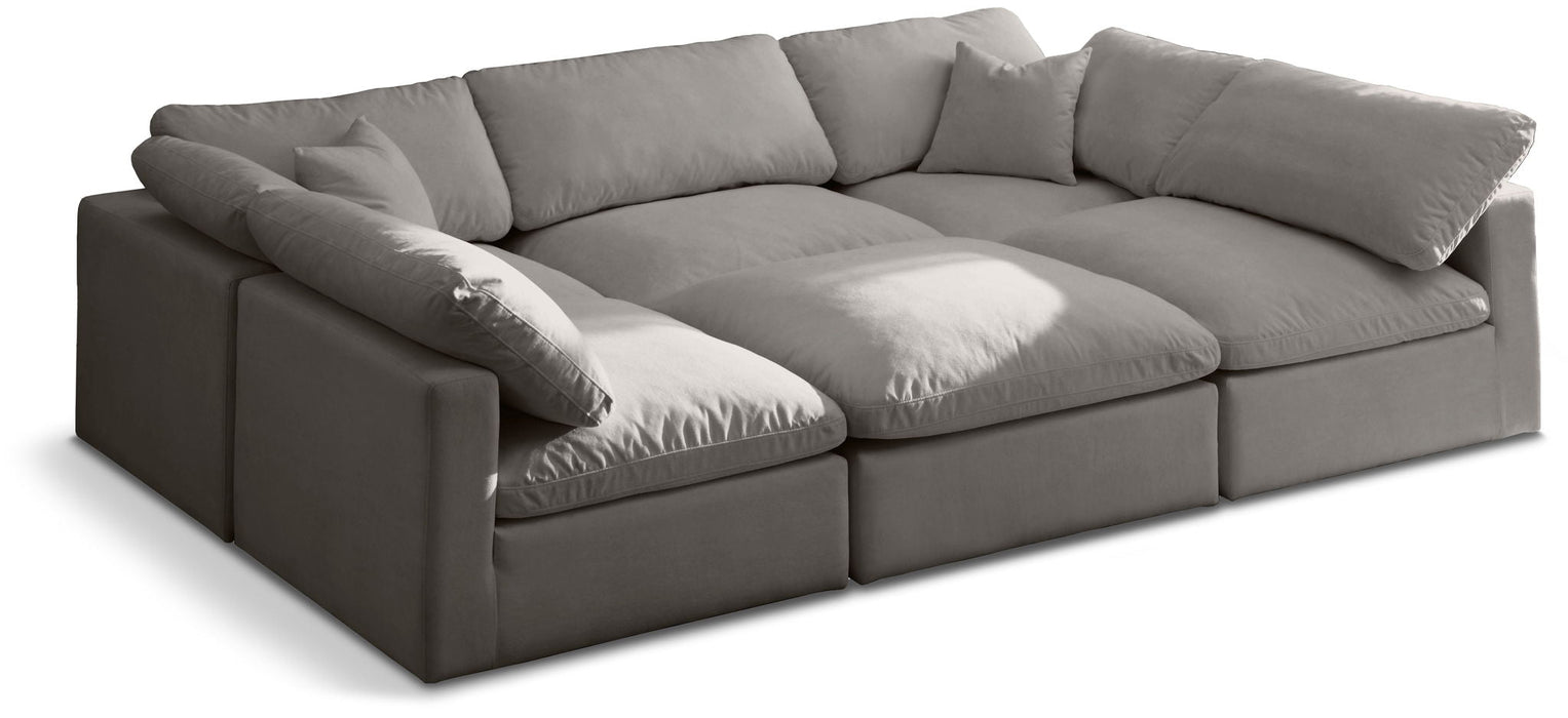 Plush 105" Velvet Upholstered Standard Comfort 6pc. Modular Sectional