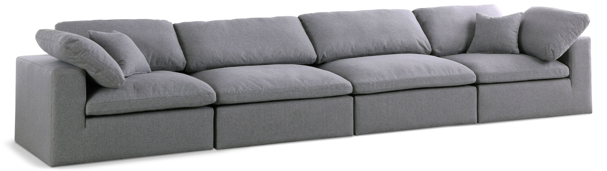 Serene 158" Linen Textured Fabric Upholstered Deluxe Comfort 4pc. Modular Sofa