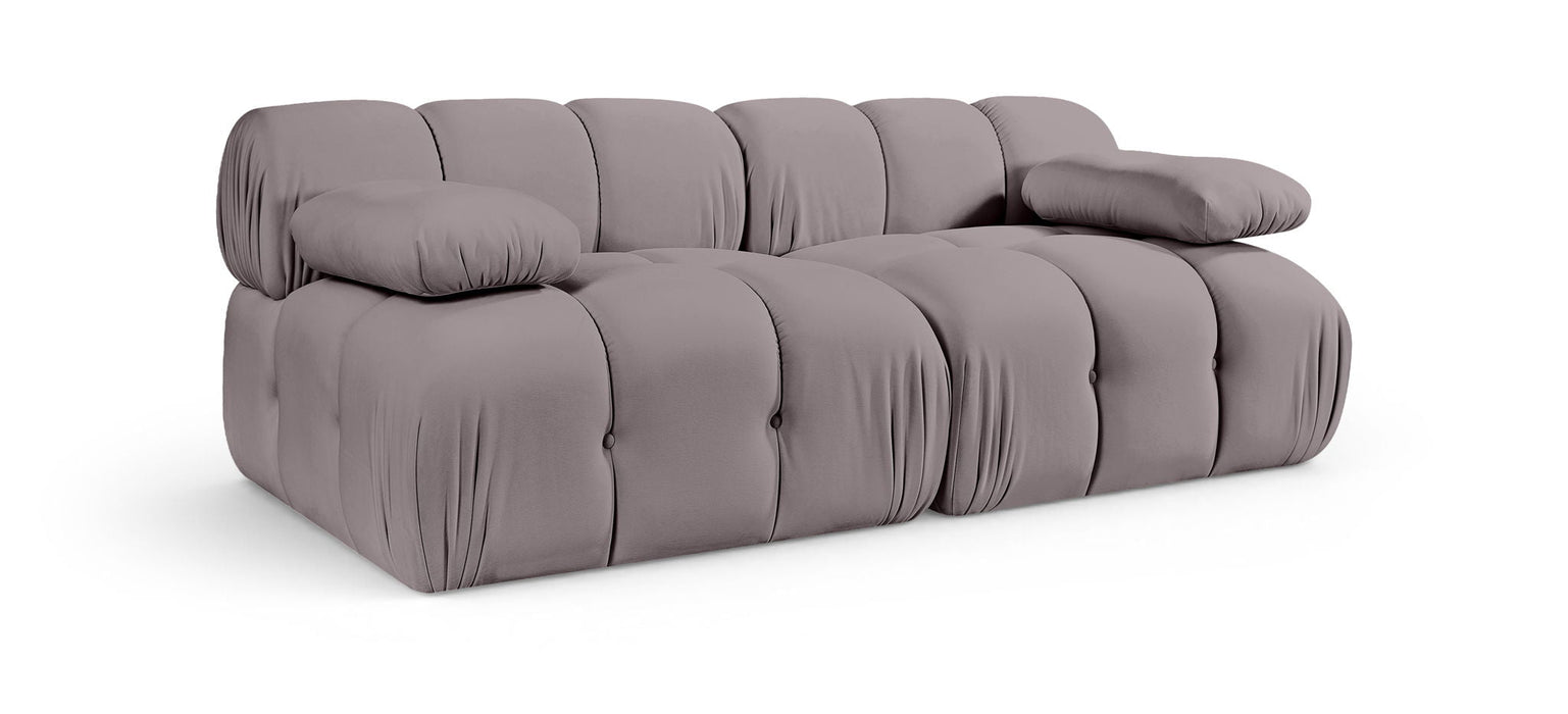 Loveseat modular tapizado de terciopelo de alto rendimiento Orin de 74" de 2 piezas
