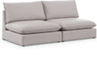 Mackenzie 80" Linen Textured Fabric Upholstered 2pc. Armless Modular Loveseat