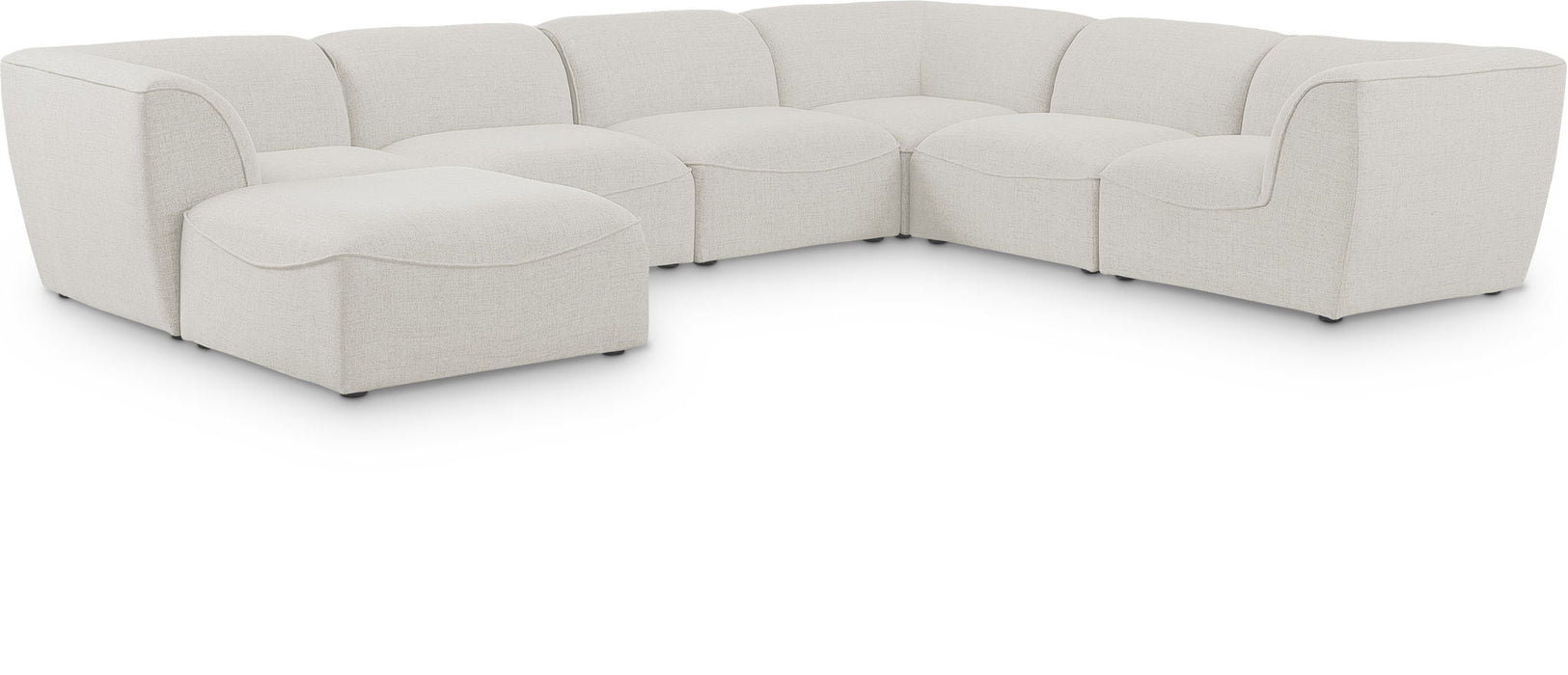Miramar 142" Linen Textured Fabric Upholstered 7pc. Modular Sectional