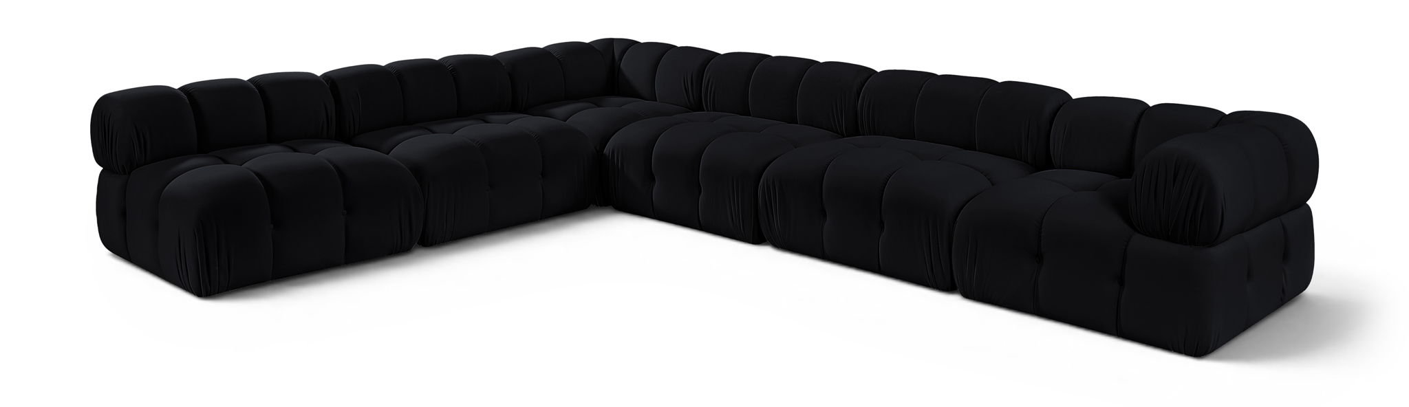 Orin 148" Velvet Performance Fabric Upholstered 6 Pc. Modular Sectional
