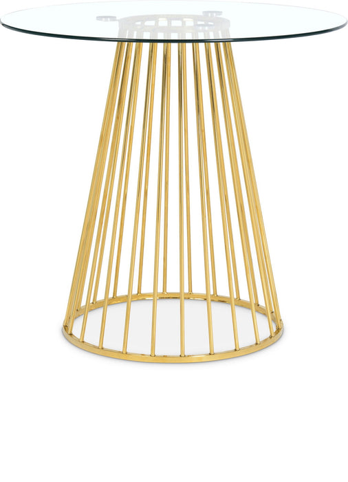Mesa altura mostrador con cubierta de vidrio con base de metal Gio
