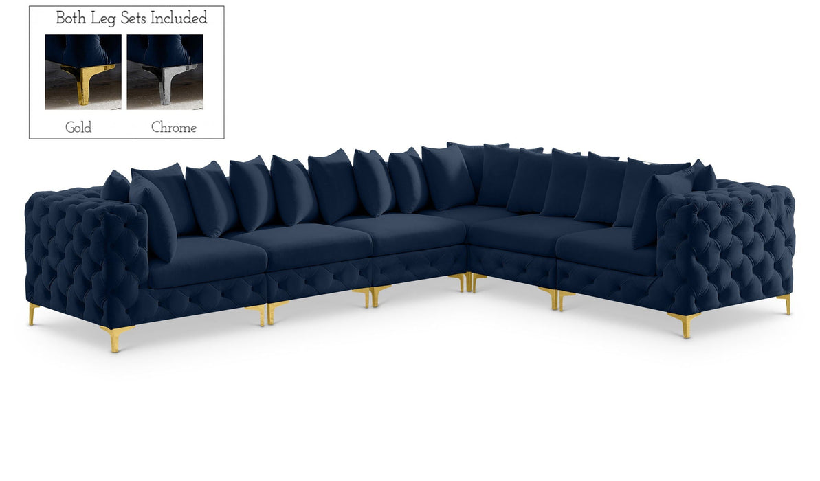 Seccional modular tapizado de terciopelo Tremblay de 139" de 6 piezas